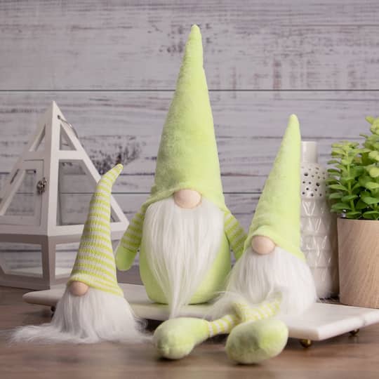 12" Lime Green Spring Gnome Decoration